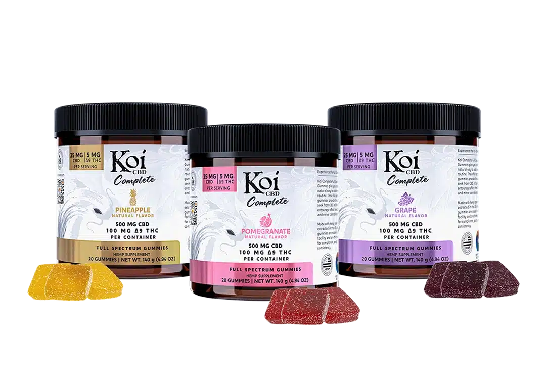Bottles of Koi CBD Complete Full Spectrum CBD Gummies | Best Full Spectrum | Best CBD Gummies For Sex